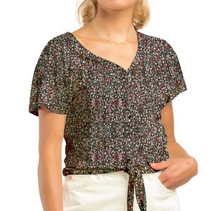Macy’s Black Tape Floral-Print Tie-Front Top